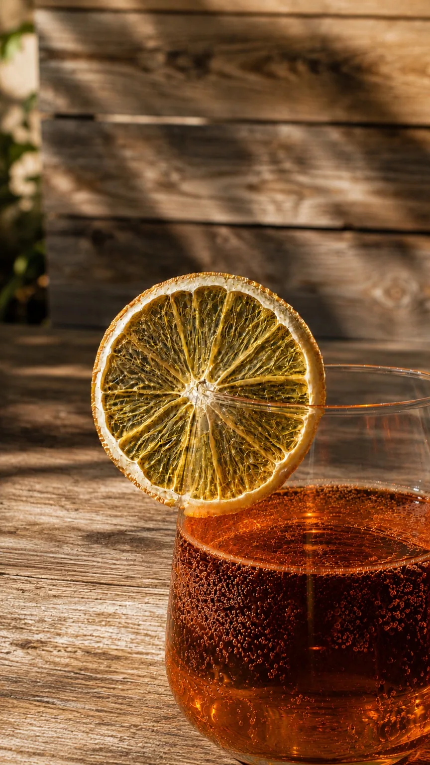 Cocktail garni d'une tranche d'agrume déshydraté