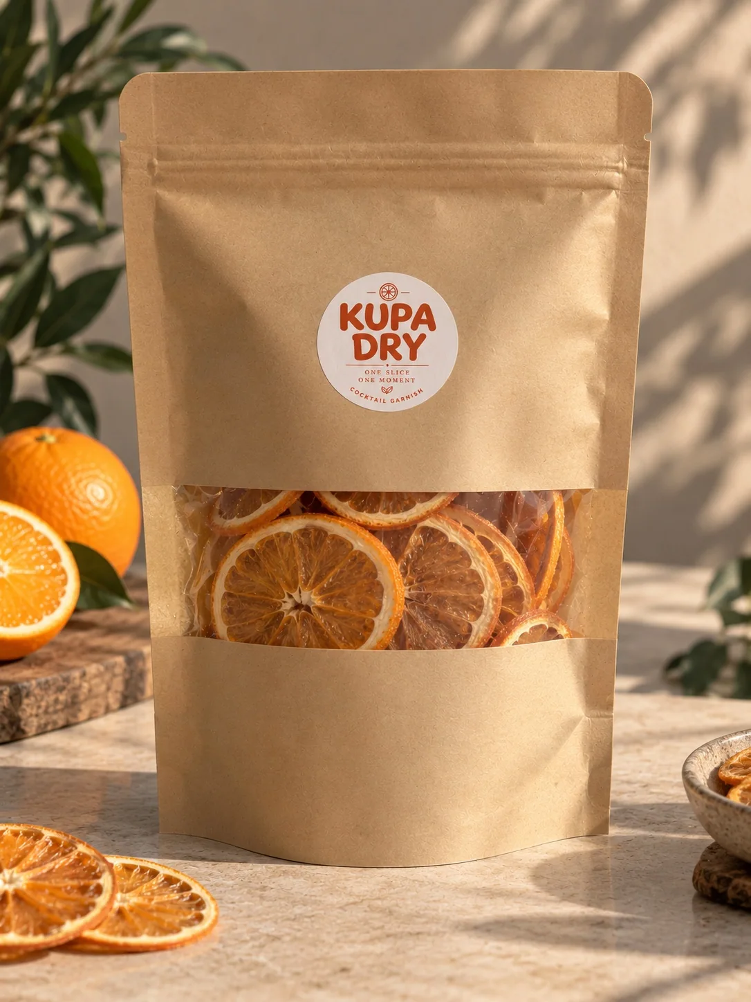 Sachet kraft d'oranges déshydratées