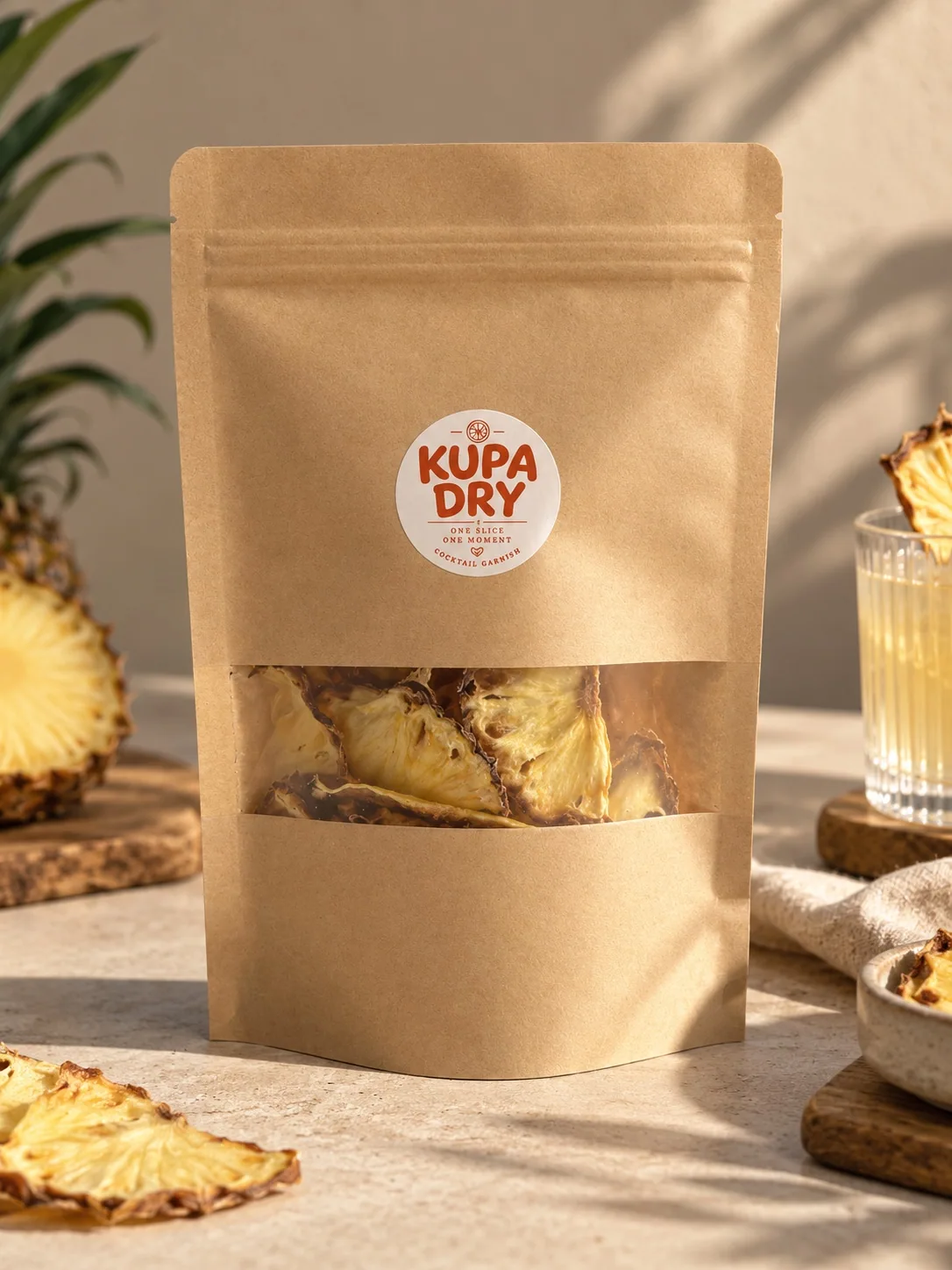 Sachet kraft d'ananas déshydratés